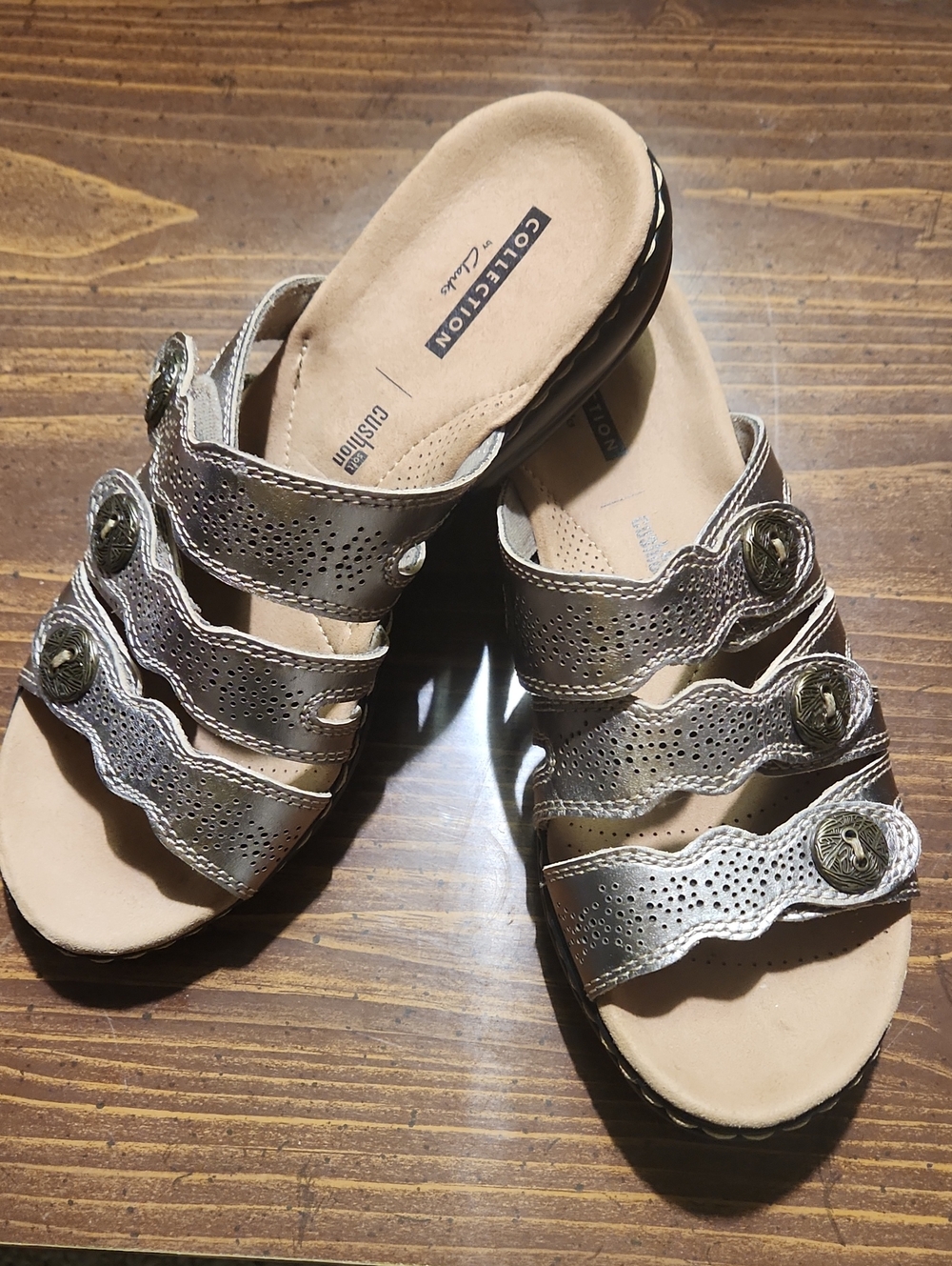 Collection B Women's Silver Metallic Multi-Strap Slide Mules